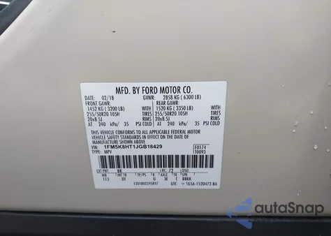 2018 Ford Explorer Platinum z USA, uszkodzony, nr VIN 1FM5K8HT1JGB18429